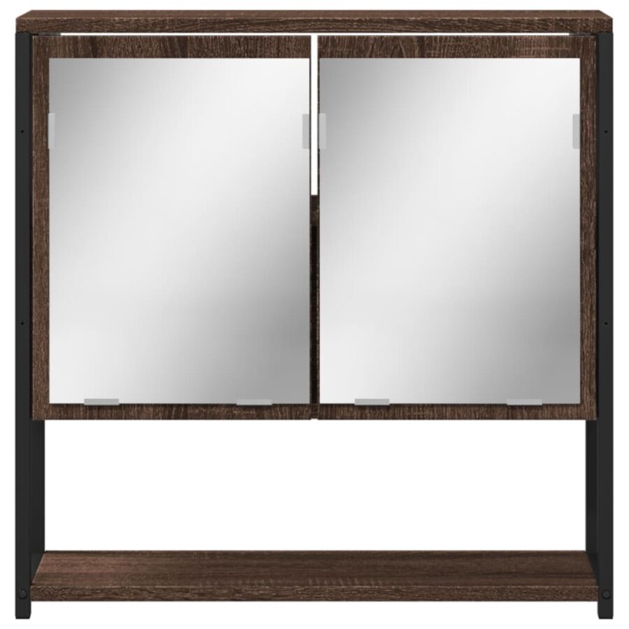 Badkamerspiegelkast 60x16x60 cm bewerkt hout bruin eikenkleurig - Afbeelding 5