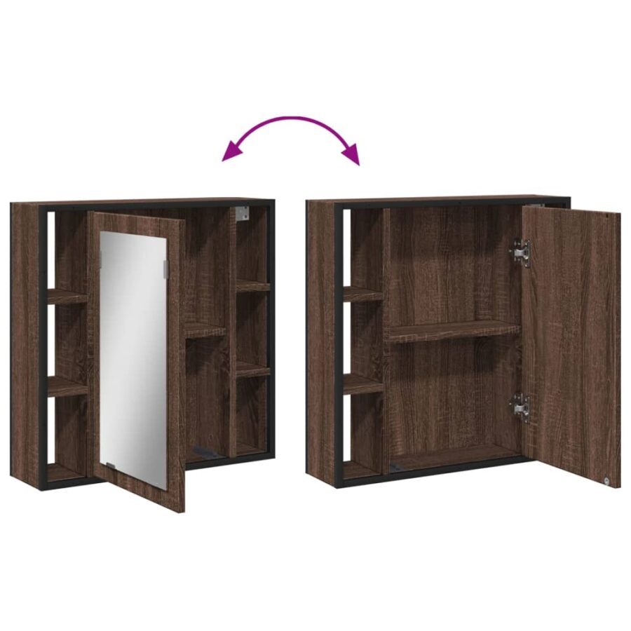 Badkamerspiegelkast 60x16x60 cm bewerkt hout bruin eikenkleurig - Afbeelding 9