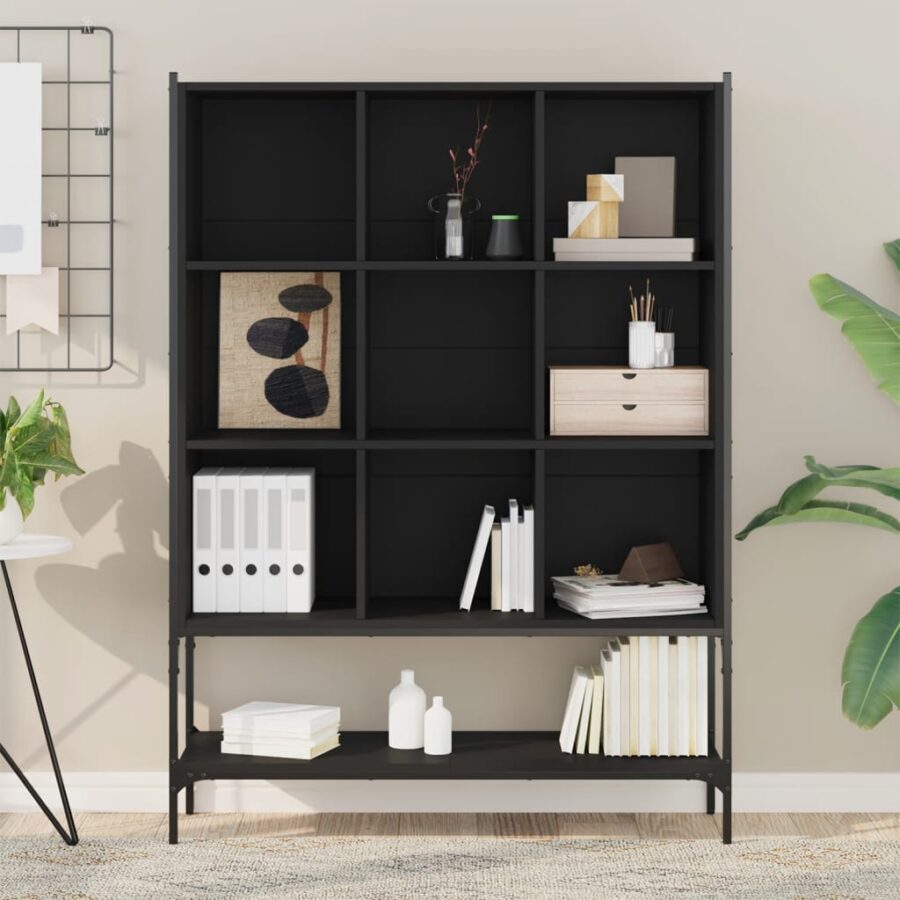 Boekenkast 102x30x141,5 cm bewerkt hout zwart - Afbeelding 3