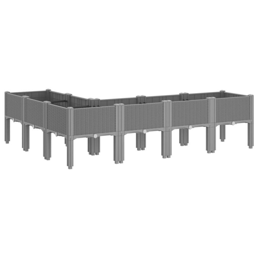 Plantenbak met poten 160x120x42 cm polypropeen lichtgrijs - Afbeelding 5