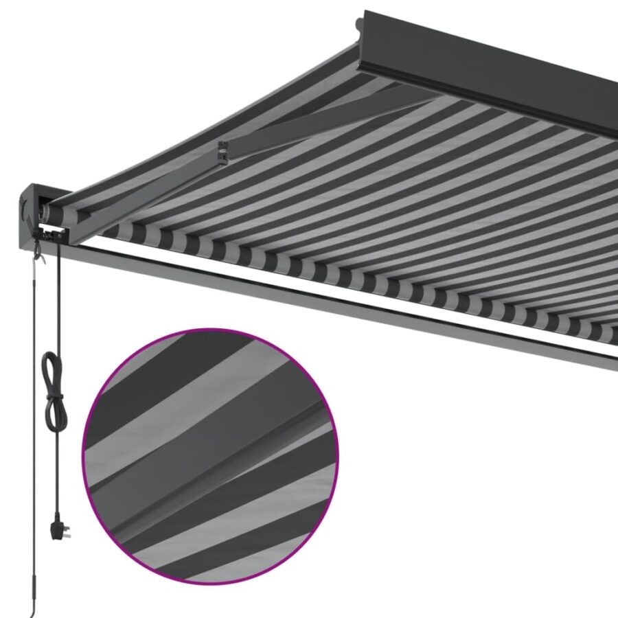 Luifel uittrekbaar 5x3 m stof en aluminium antraciet en wit - Afbeelding 8