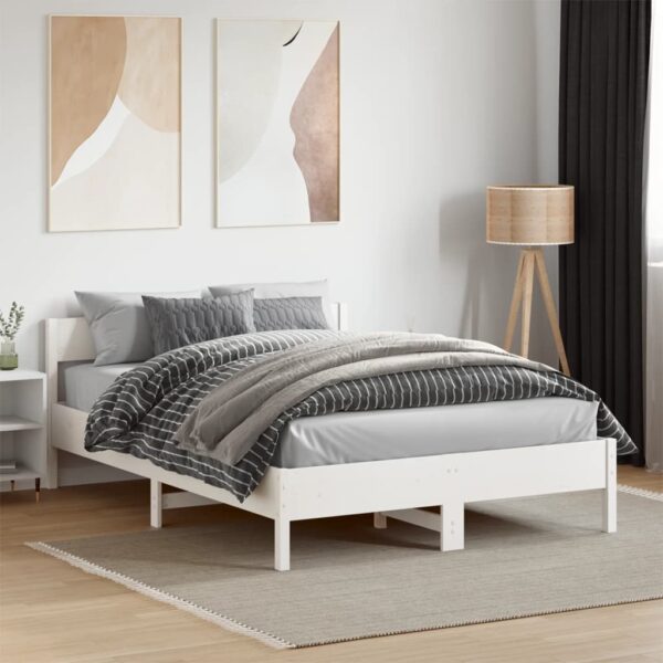 Bedframe zonder matras massief grenenhout wit 120x190 cm
