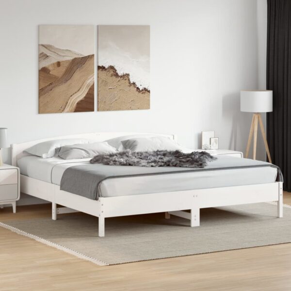 Bedframe zonder matras massief grenenhout wit 200x200 cm