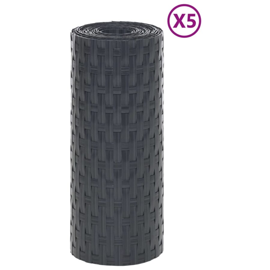 Balkonschermen 5 st 255x19 cm poly rattan antracietkleurig - Afbeelding 3