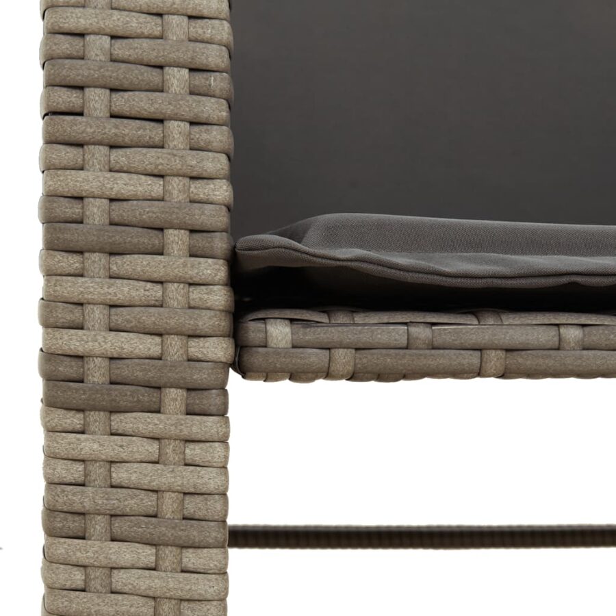 Tuinbank 2-zits met tafel en voetenbanken poly rattan grijs - Afbeelding 9