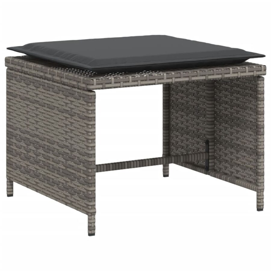 Tuinstoel met voetenbank poly rattan grijs - Afbeelding 6
