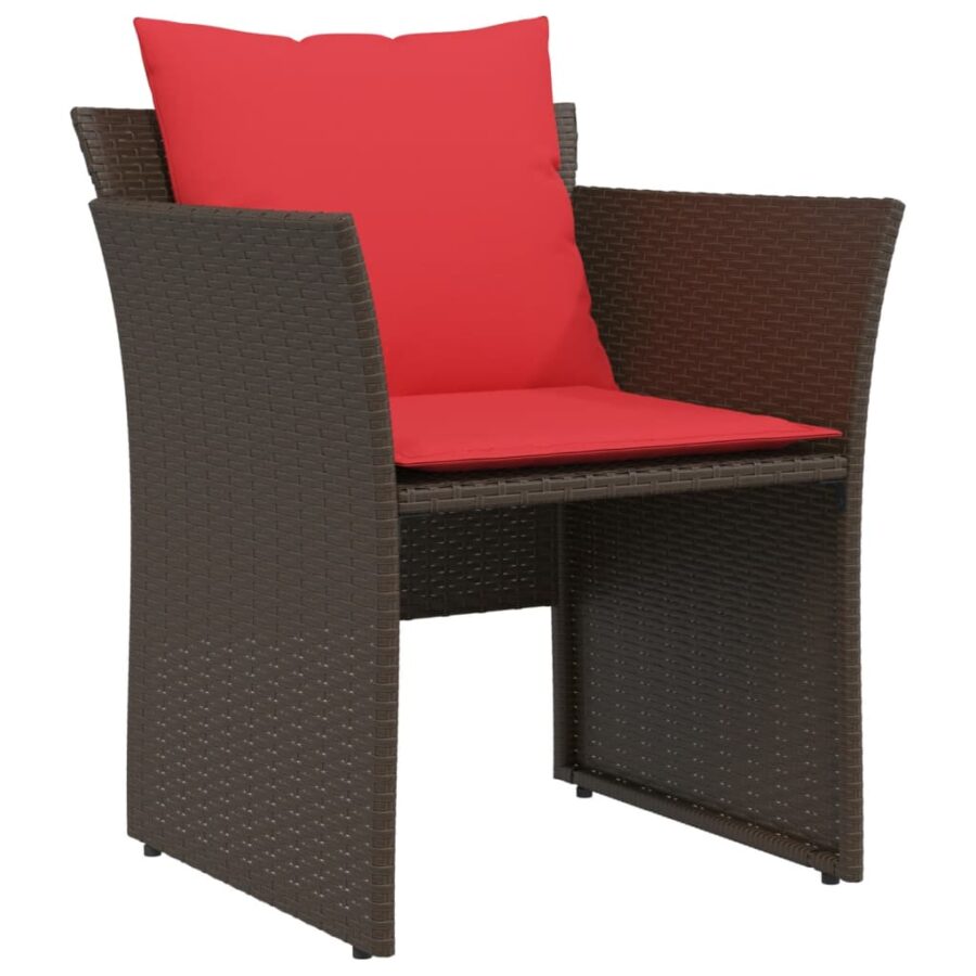 Tuinstoel met voetenbank poly rattan bruin - Afbeelding 4