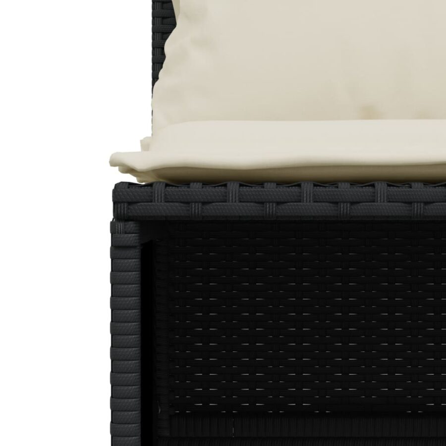 4-delige Loungeset met kussens poly rattan zwart - Afbeelding 6