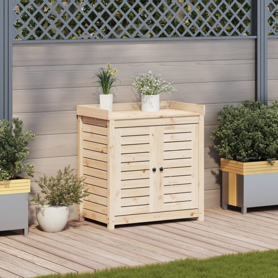 Oppottafel met schappen 82,5x50x86,5 cm massief grenenhout - Afbeelding 3