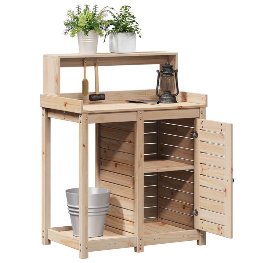 Oppottafel met schappen 82,5x50x109,5 cm massief grenenhout - Afbeelding 4
