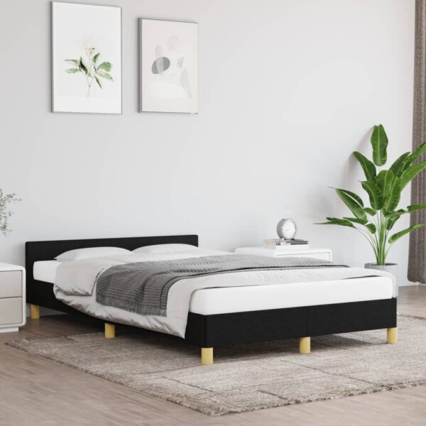 Bedframe met hoofdbord stof zwart 120x190 cm