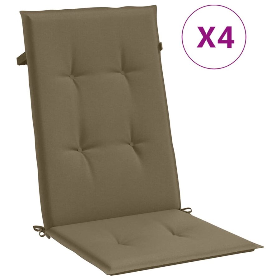 Stoelkussens 4 st hoge rug 120x50x4 cm stof gemêleerd taupe - Afbeelding 2