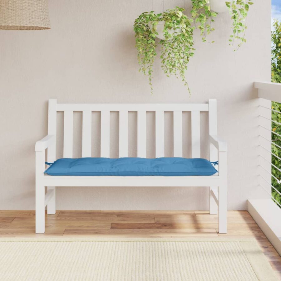 Tuinbankkussen 120x50x7 cm stof gemêleerd blauw - Afbeelding 3