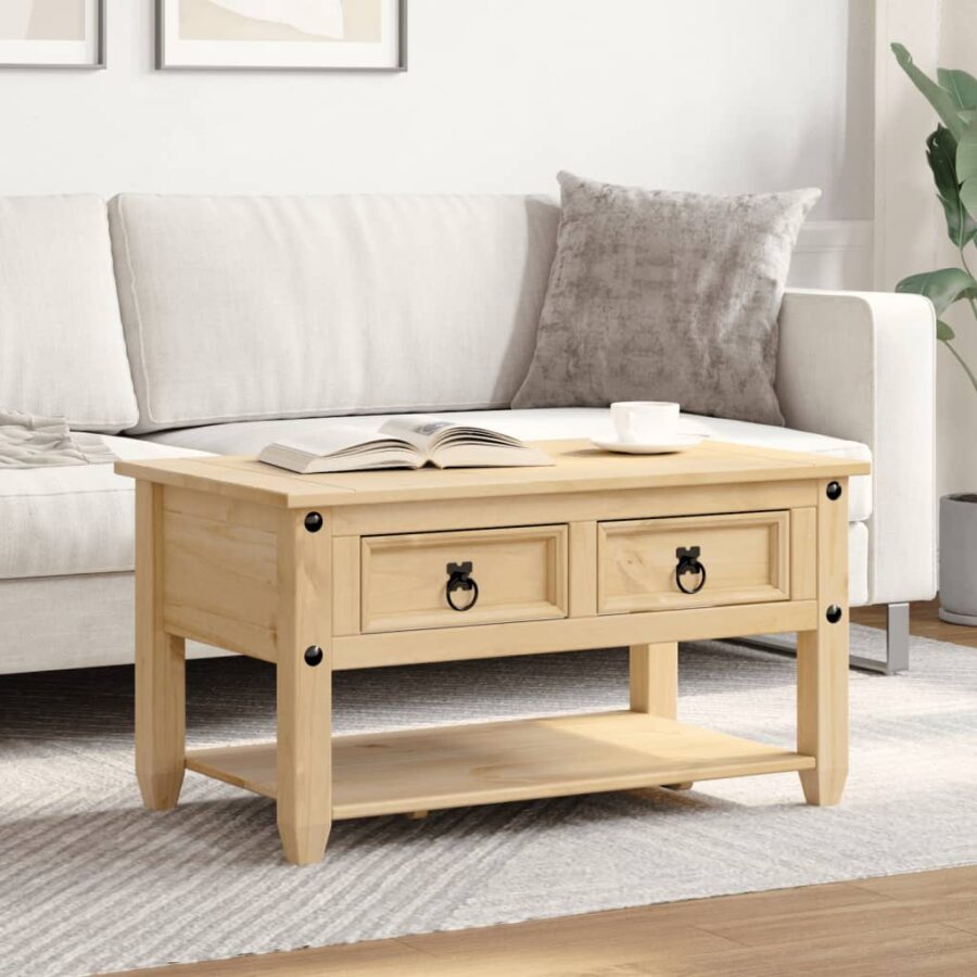 Salontafel met lades Corona 85x50x45 cm massief grenenhout - Afbeelding 3