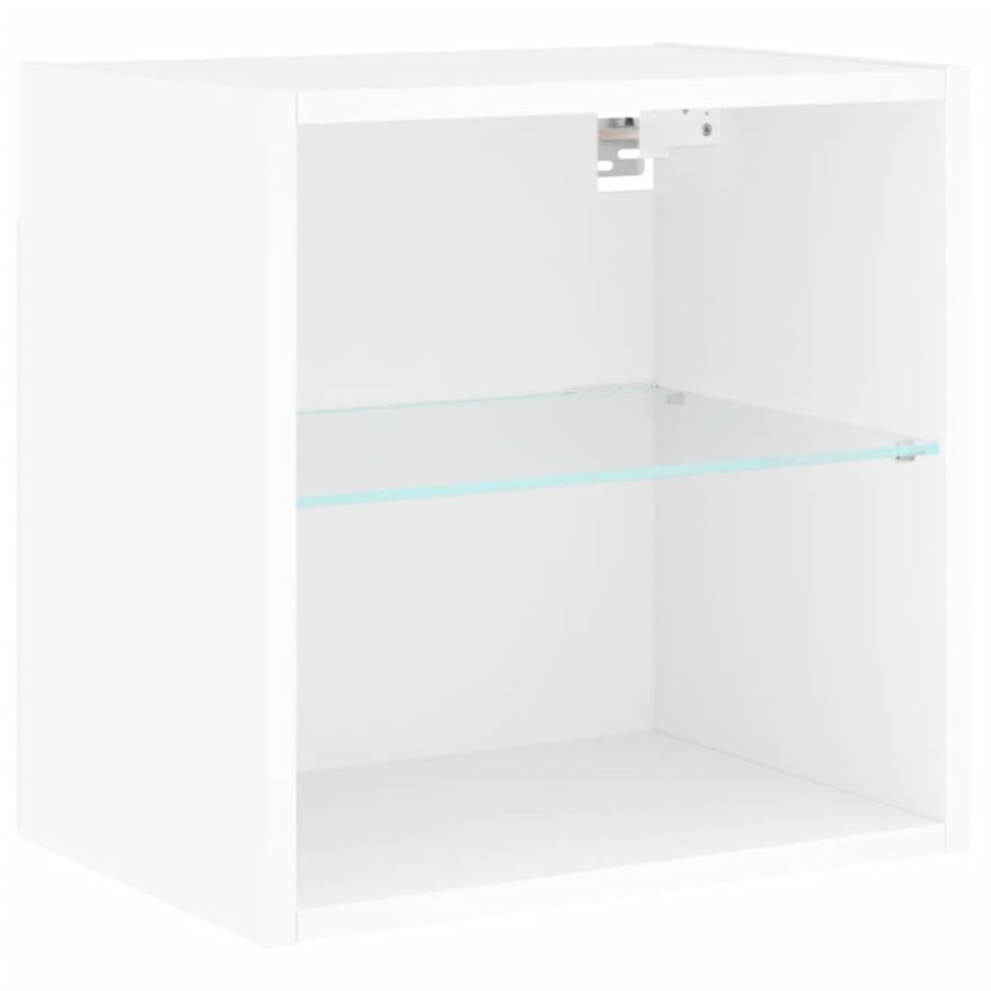 5-delige Tv-wandmeubelset met LED-verlichting bewerkt hout wit - Afbeelding 7