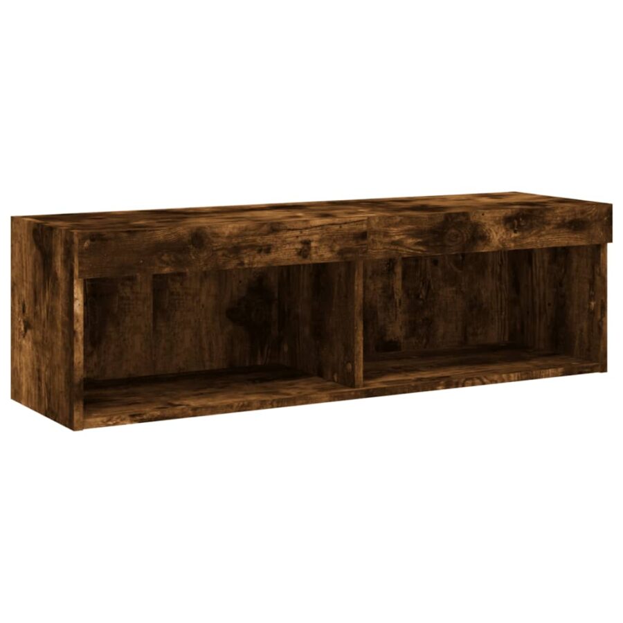6-delige tv-wandmeubelset met LED bewerkt hout gerookt eiken - Afbeelding 10
