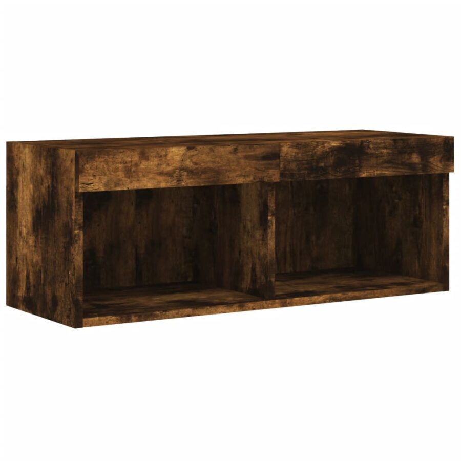 6-delige tv-wandmeubelset met LED bewerkt hout gerookt eiken - Afbeelding 10