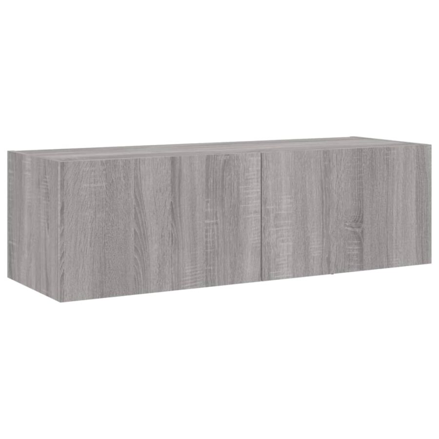 4-delige tv-wandmeubelset met LED-verlichting grijs sonoma - Afbeelding 10