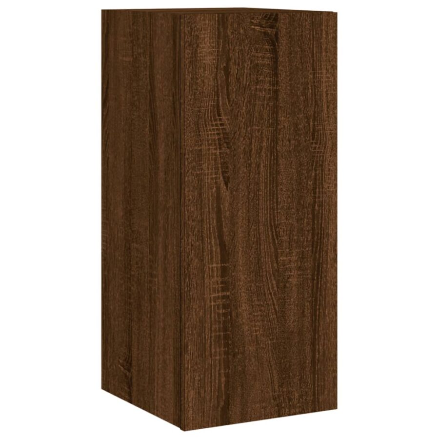 6-delige tv-wandmeubelset met LED-verlichting bruin eikenkleur - Afbeelding 9
