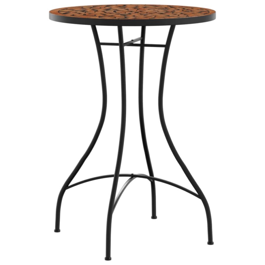 Bistrotafel mozaïek Ø50x70 cm keramiek terracottakleurig - Afbeelding 4
