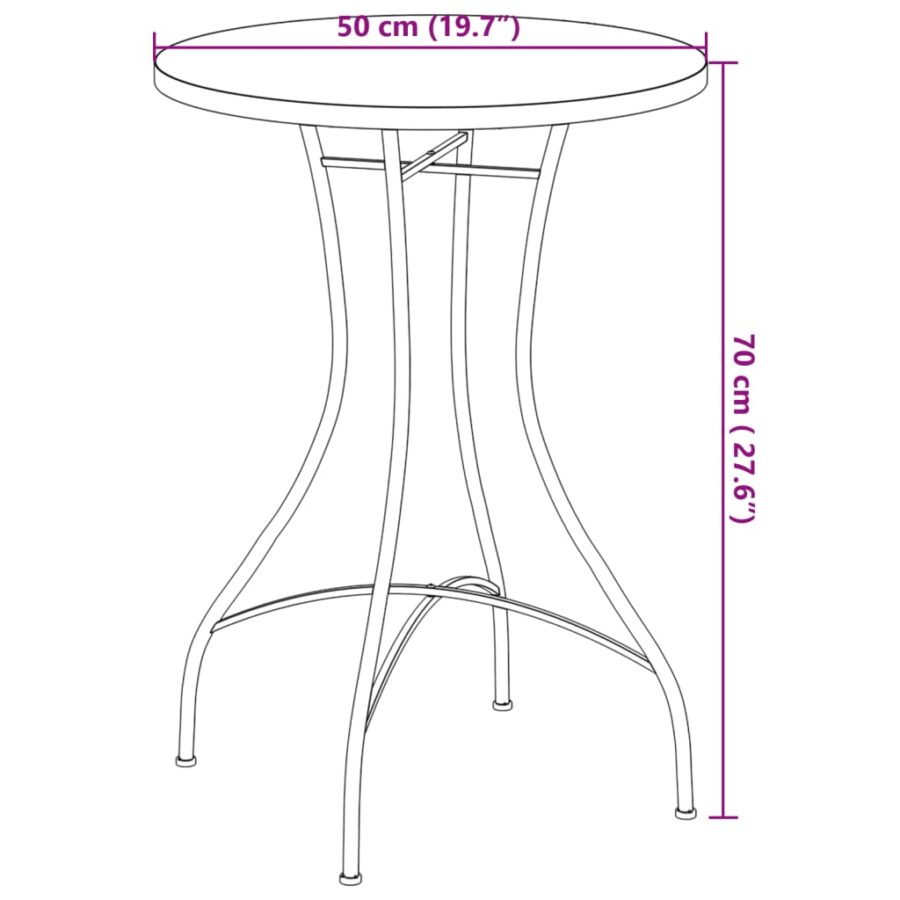 Bistrotafel mozaïek Ø50x70 cm keramiek zwart en wit - Afbeelding 11