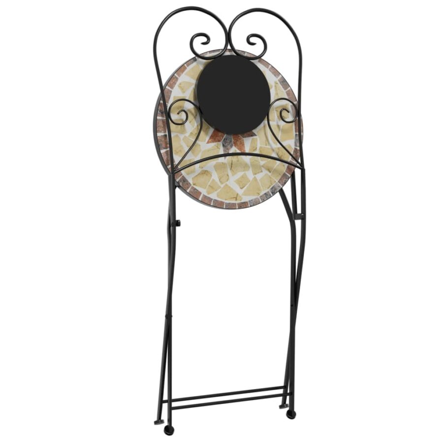 Bistrostoelen 2 st inklapbaar keramiek terracottakleurig en wit - Afbeelding 8