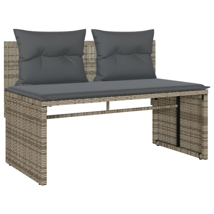 4-delige Loungeset met kussens poly rattan grijs - Afbeelding 4