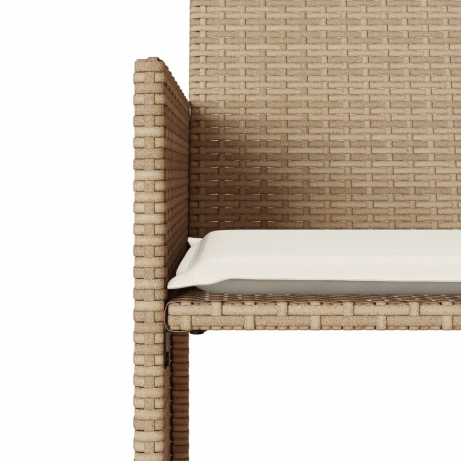 Tuinbank 2-zits met tafel en voetenbanken poly rattan beige - Afbeelding 7