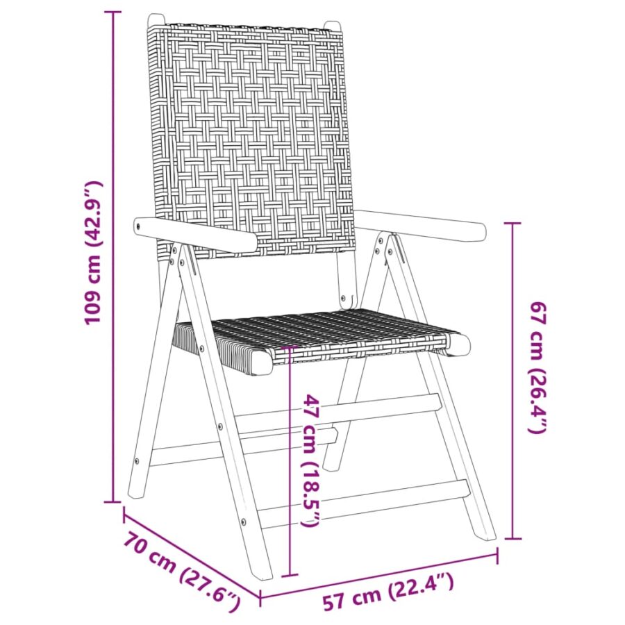 Tuinstoelen 2 st massief acaciahout en poly rattan beige - Afbeelding 11