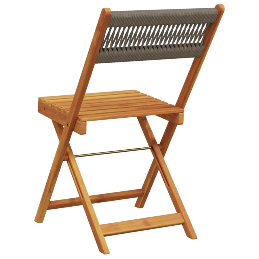 Bistrostoelen 2 st massief acaciahout en touw grijs - Afbeelding 7