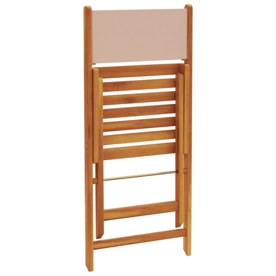 Bistrostoelen 2 st massief acaciahout en stof taupe - Afbeelding 8