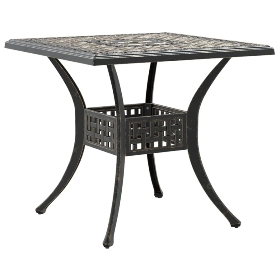 Tuintafel 80x80x75 cm gietaluminium bronskleurig - Afbeelding 7