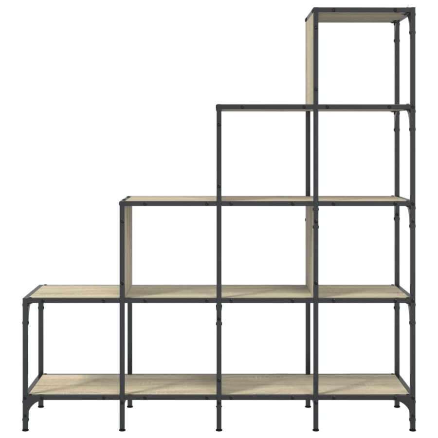 Boekenkast 122x30x132 cm bewerkt hout en metaal sonoma eiken - Afbeelding 5