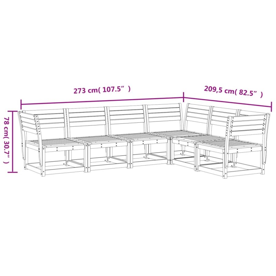 6-delige Loungeset massief grenenhout wasbruin - Afbeelding 7