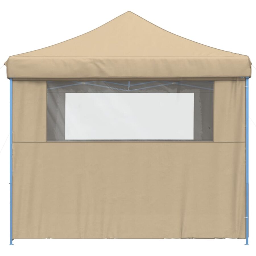 Partytent inklapbaar pop-up met 4 zijwanden beige - Afbeelding 4