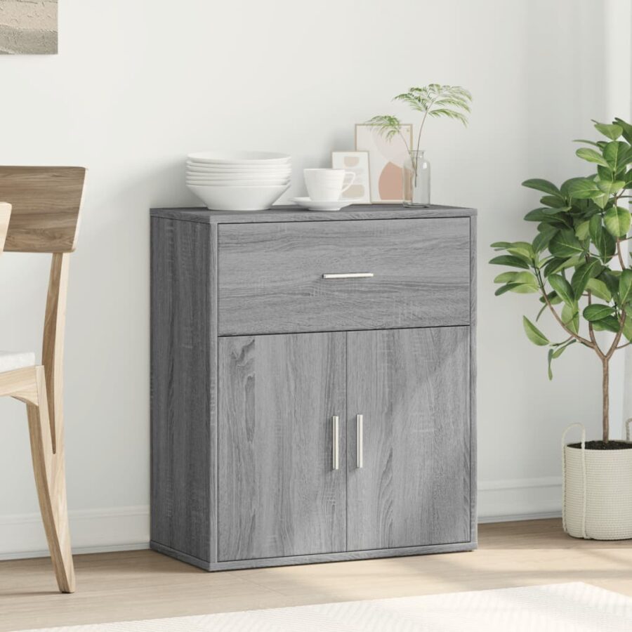 Dressoir 60x31x70 cm bewerkt hout grijs sonoma - Afbeelding 3