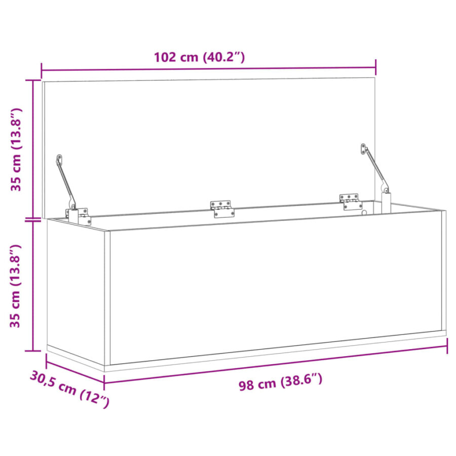 Opbergbox 102x35x35 cm bewerkt hout bruin eikenkleur - Afbeelding 11