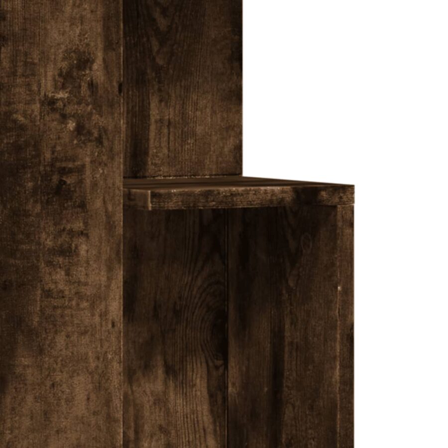 Bijzettafel 35x35x60 cm bewerkt hout gerookt eikenkleurig - Afbeelding 8