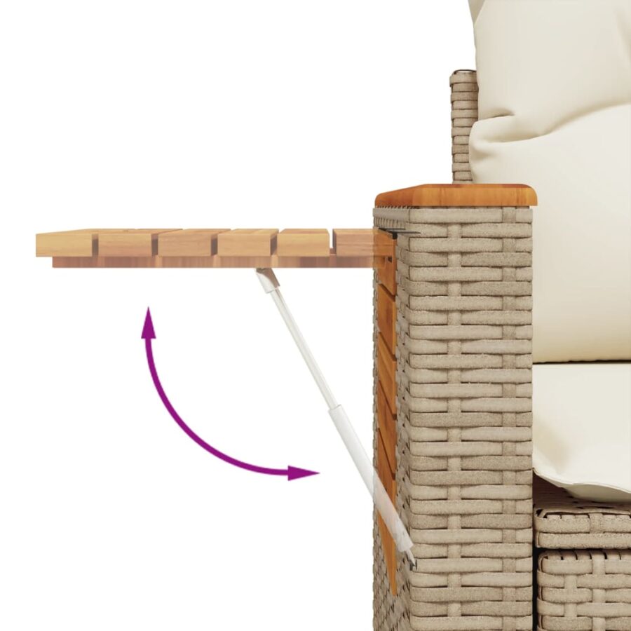 10-delige Loungeset met kussens poly rattan beige - Afbeelding 7