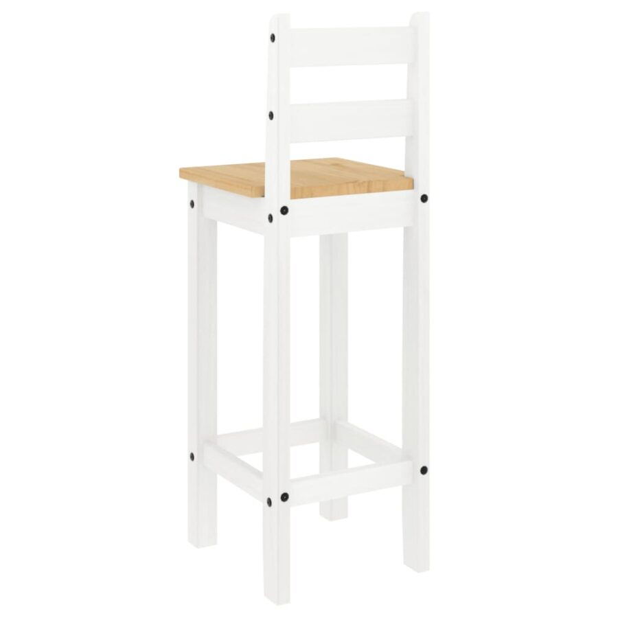 Barstoelen 2 st massief grenenhout wit - Afbeelding 7