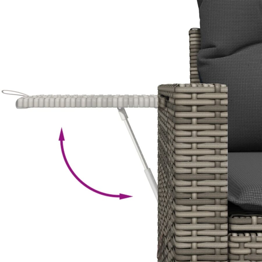 8-delige Loungeset met kussens poly rattan grijs - Afbeelding 7