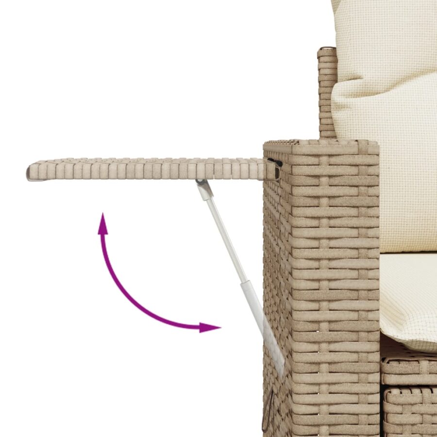 5-delige Loungeset met kussens poly rattan beige - Afbeelding 8