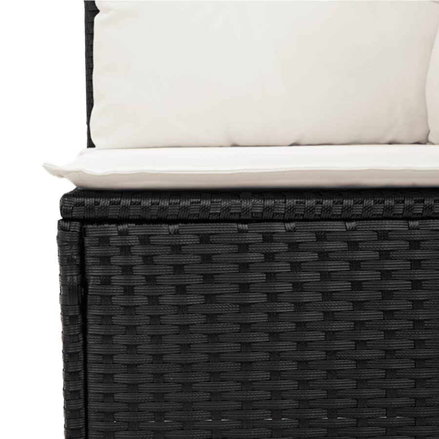 9-delige Loungeset met kussens poly rattan zwart - Afbeelding 7