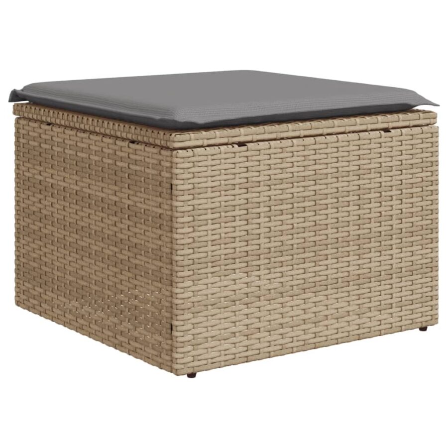 9-delige Loungeset met kussens poly rattan beige - Afbeelding 6