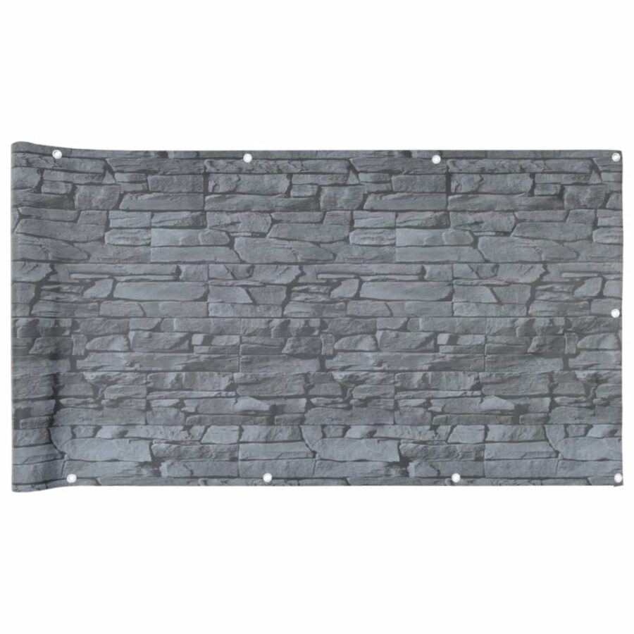 Balkonscherm steenpatroon 600x120 cm PVC grijs - Afbeelding 2