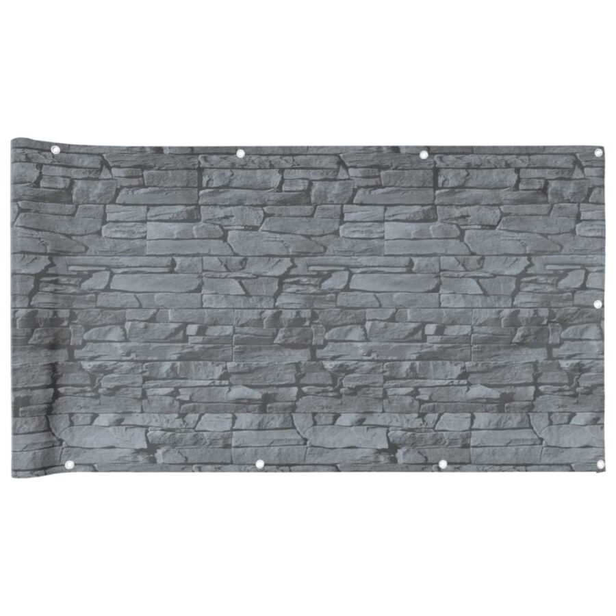 Balkonscherm steenpatroon 800x120 cm PVC grijs - Afbeelding 2