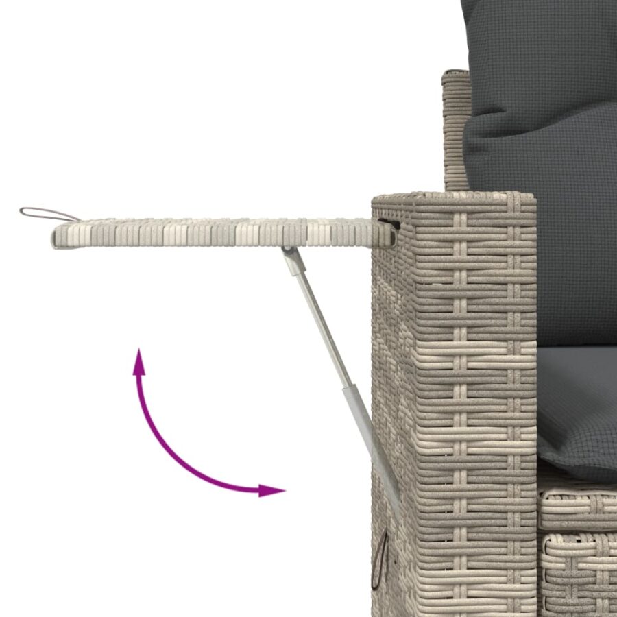 6-delige Loungeset met kussens poly rattan lichtgrijs - Afbeelding 4