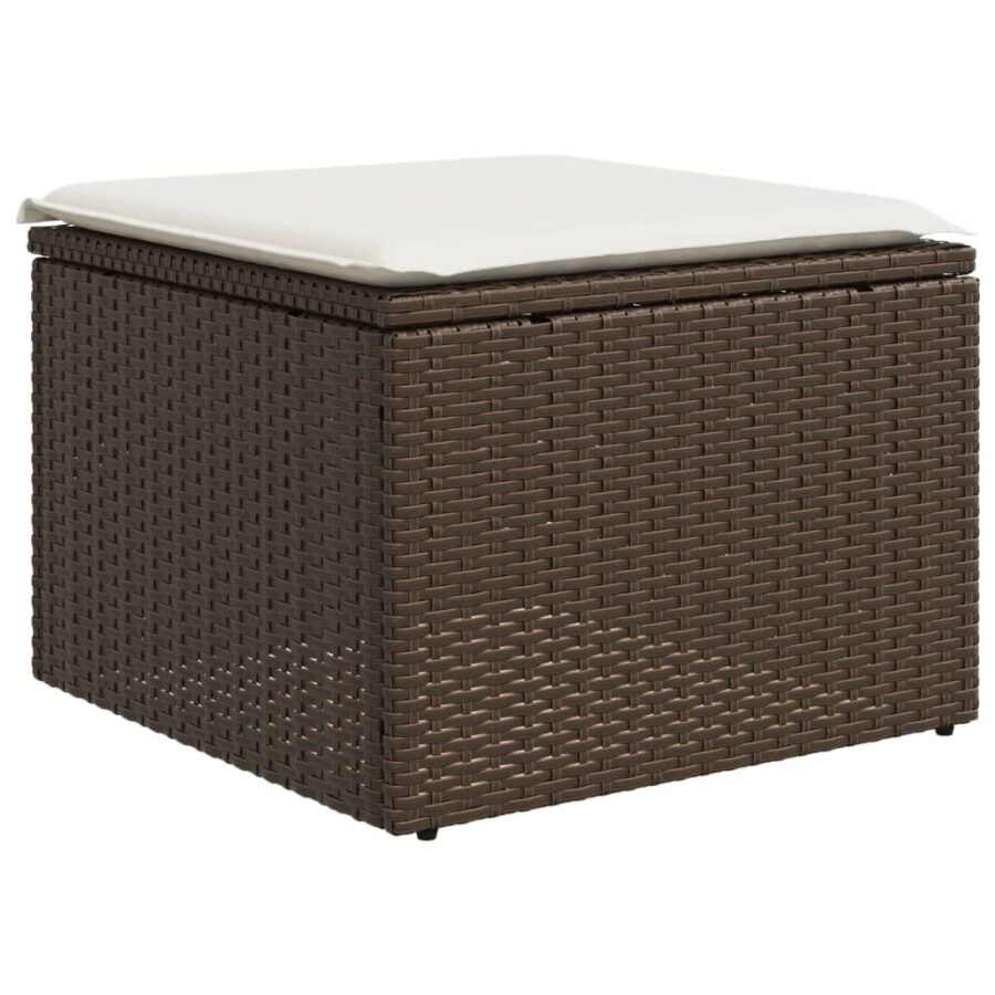 6-delige Loungeset met kussens poly rattan bruin - Afbeelding 5