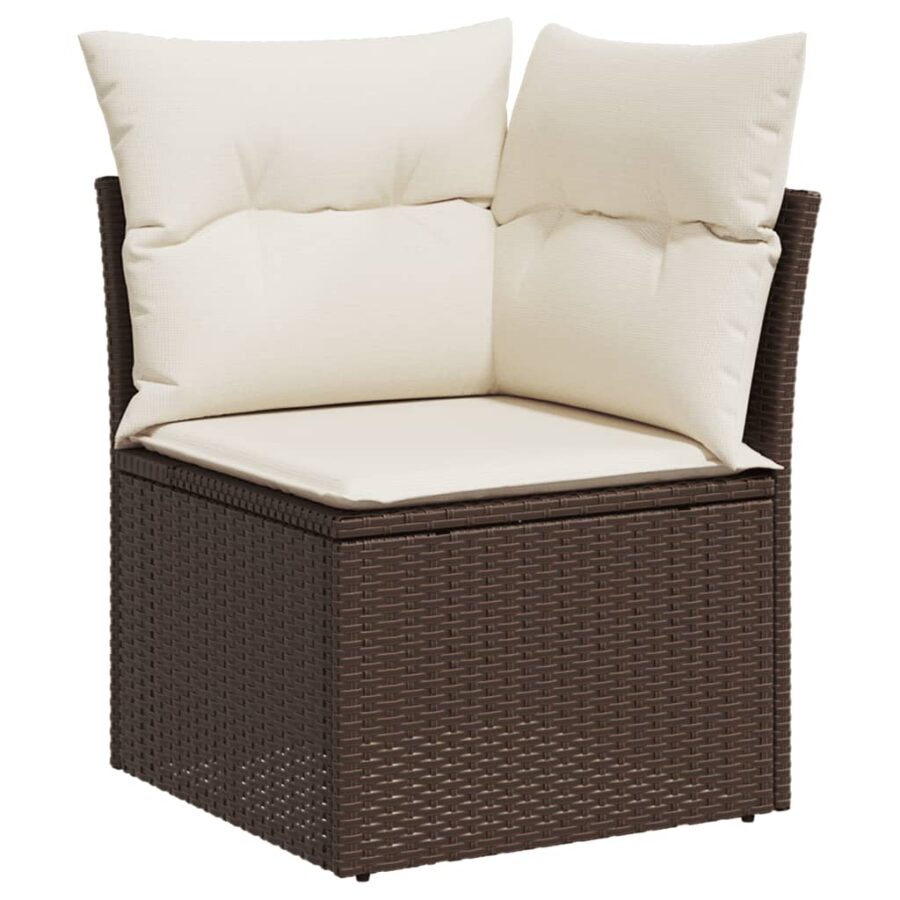 6-delige Loungeset met kussens poly rattan bruin - Afbeelding 7