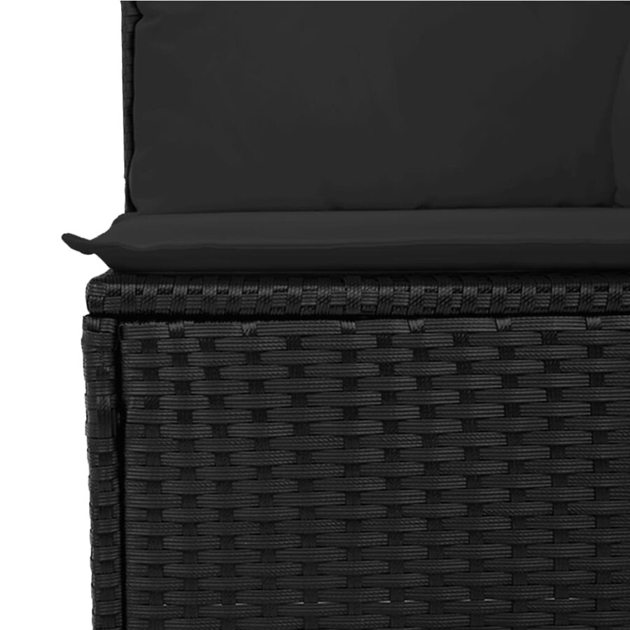 10-delige Loungeset met kussens poly rattan zwart - Afbeelding 6